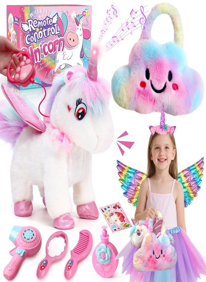 TUZT Walking Talking Remote Control Unicorn Toy for Girl Age 4-6, Electronic Interactive Plush Unicorn with Leash & Costume, Pretend Play Pet Care Toy Birthday Gift for Toddler Kid Girl Age 3 4 5 6 7 - Image 1
